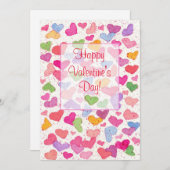 Valentinstag Party Wasserfarbenfrohe Herzen Einladung (Vorne/Hinten)