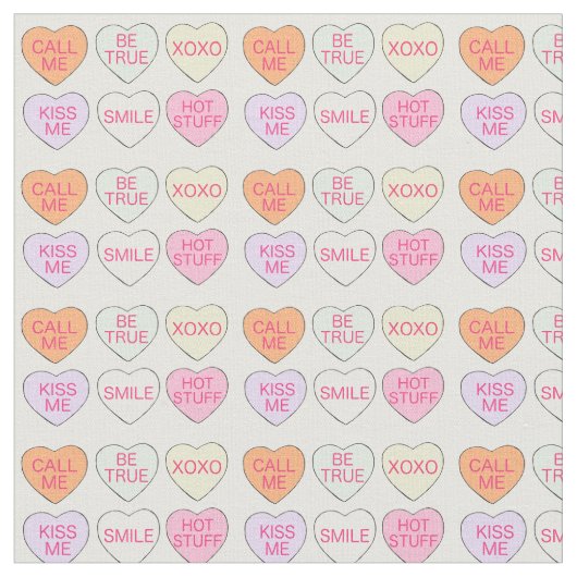 Valentinstag Pastel Candy Conversation Hearts Stoff (Nahaufnahme)