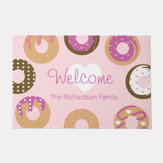 Valentinstag Pattern Donuts Niedlich hören Fußmatte (Vorderseite)