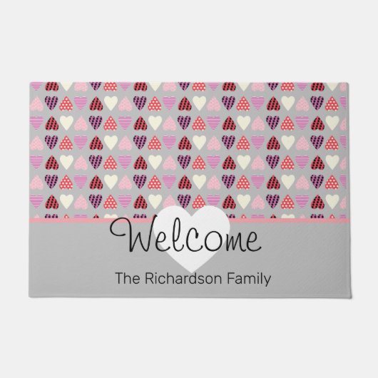 Valentinstag Pattern Herz Niedlich Gray Doormat Fußmatte (Vorderseite)