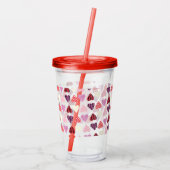 Valentinstag Patterned Hearts Monogram Acryltrinkbecher (Rückseite)