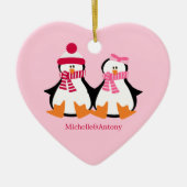 Valentinstag Penguins Keramik Ornament (Vorne)