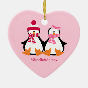 Valentinstag Penguins Keramik Ornament