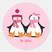 Valentinstag Penguins Runder Aufkleber (Vorderseite)