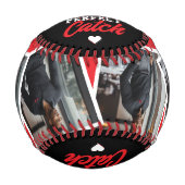 Valentinstag Perfekter Fang Foto Rot & Schwarz Baseball (Vorderseite)