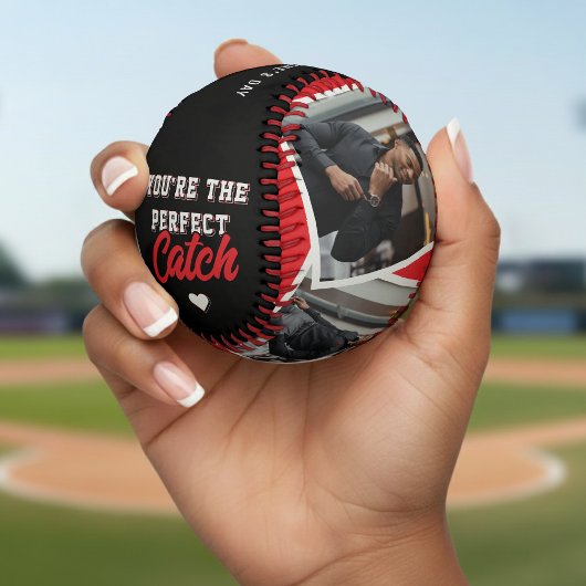 Valentinstag Perfekter Fang Foto Rot & Schwarz Baseball