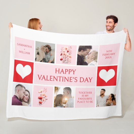 Valentinstag Personalisierte FotoCollage Fleecedecke (Beispiel)