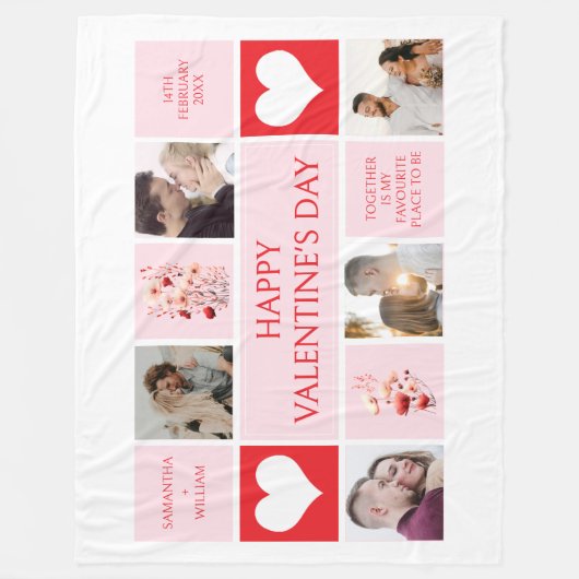 Valentinstag Personalisierte FotoCollage Fleecedecke (Vorderseite)