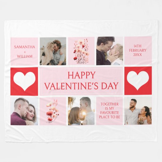 Valentinstag Personalisierte FotoCollage Fleecedecke (Vorderseite (Horizontal))