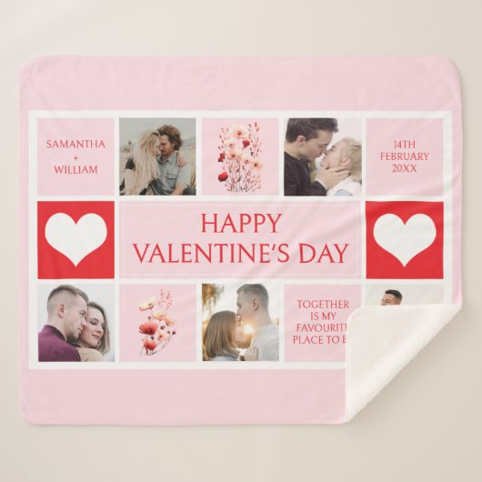 Valentinstag Personalisierte FotoCollage Sherpadecke (Vorderseite (Horizontal))