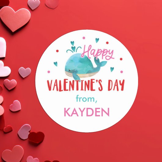 Valentinstag Personalisierte Whale Leckerei Runder Aufkleber