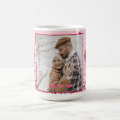 Valentinstag Personalisiertes Foto Rosa Herzen Kaffeetasse (Mittel)