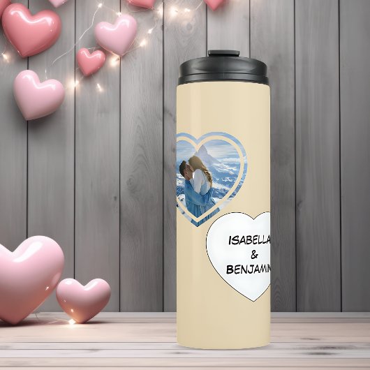 Valentinstag Personalisiertes Foto und Namen Thermosbecher