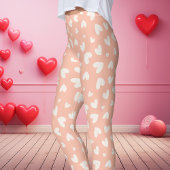 Valentinstag Pfirsich und Weißherz Muster Leggings