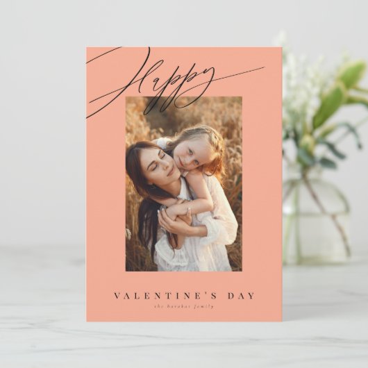 Valentinstag-Pfirsich Valentinkarte Feiertagskarte (Stehend Vorderseite)