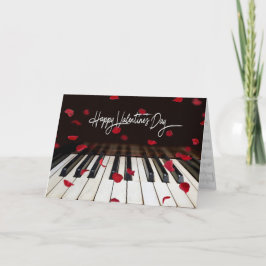 Valentinstag Piano und Rose Petals Feiertagskarte