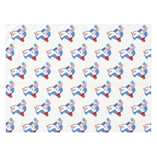 Valentinstag Pinguin Hearts Tischdecke (Vorderseite (Horizontal))