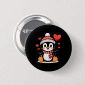 Valentinstag Pinguin Herz Bylloon Süß  Button (Vorne & Hinten)