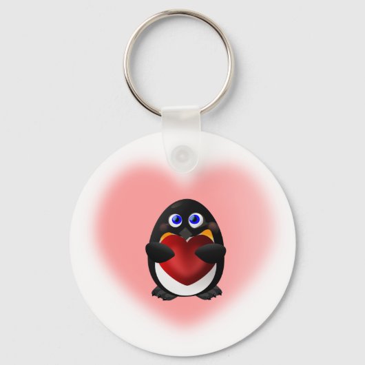 Valentinstag Pinguin mit Herz Schlüsselanhänger (Vorderseite)