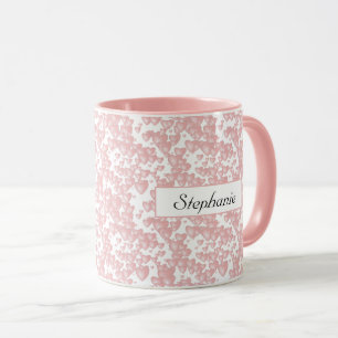 Valentinstag Pink Floating Heart Mustername Tasse