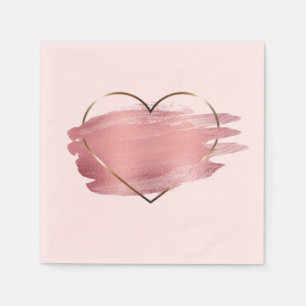 Valentinstag Pink Gold Glitzer Heart Paper Serviette