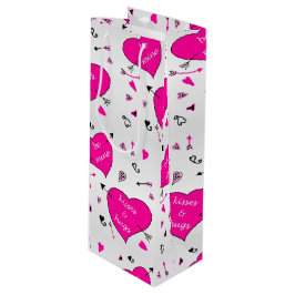 Valentinstag Pink Hearts Hugs n Kisses Geschenktüte Für Weinflaschen