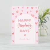 Valentinstag Pink Peach Hearts Foto Feiertagskarte (Stehend Vorderseite)