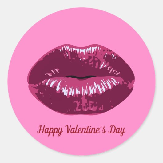 Valentinstag Pink Pum Kissing Lips Sticker (Vorderseite)