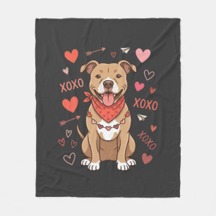 Valentinstag Pitbull Hund XOXO Liebesdesign Fleecedecke