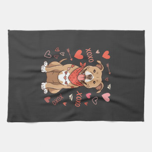 Valentinstag Pitbull Hund XOXO Liebesdesign Geschirrtuch