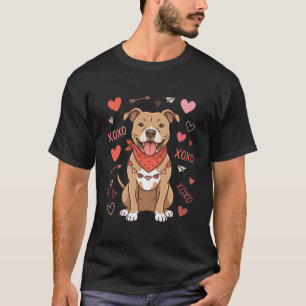 Valentinstag Pitbull Hund XOXO Liebesdesign T-Shirt