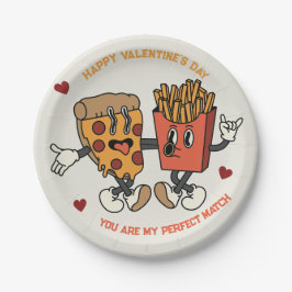 Valentinstag "Pizza and Fried Potato Match" Pappteller