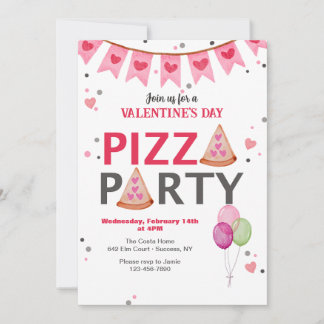 Valentinstag Pizza-Party Einladung