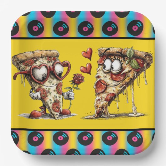 Valentinstag-Pizza-Party Pappteller (Vorderseite)