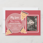 Valentinstag Pizza Party Party Foto Einladung (Vorderseite)