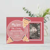 Valentinstag Pizza Party Party Foto Einladung (Stehend Vorderseite)