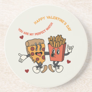 Valentinstag "Pizza und Bratkartoffeln Match" Getränkeuntersetzer