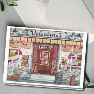 Valentinstag-Pizzashop-Wasserfarbenkarte Karte