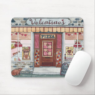 Valentinstag-Pizzeria-Wasserfarben-Mauspad Mousepad