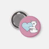 Valentinstag Polarbär mit hellblauem Herz Magnet (Vorderseite/Rückseite)