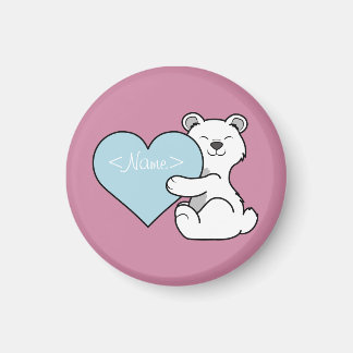 Valentinstag Polarbär mit hellblauem Herz Magnet