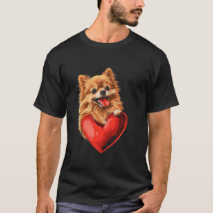 Valentinstag Pomeranian Hund Valentin T-Shirt