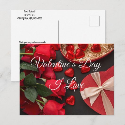 Valentinstag Postkarte (Vorne/Hinten)