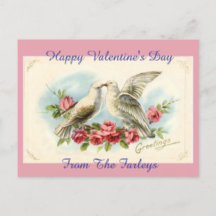 Valentinstag-Postkarte mit Vintage-Tauben Feiertagspostkarte