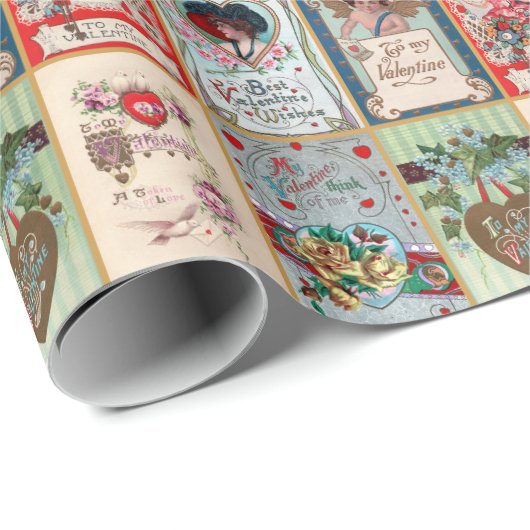Valentinstag Postkarten Vintag Retro Geschenkpapier (Rolleneckpunkt)