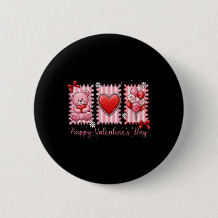 Valentinstag Preppy Bär Herz Lloon Süße Liebe Button