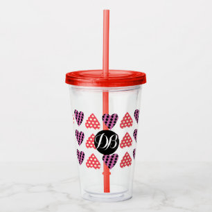 Valentinstag Punk gestrichelte Herzen Monogramm Acryltrinkbecher