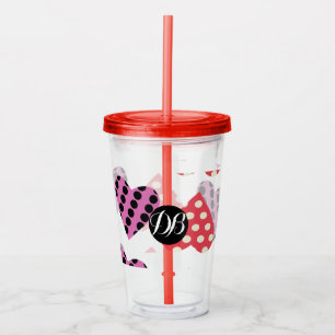 Valentinstag-Punk-getüpfelte Herzen Monogramm Acryltrinkbecher