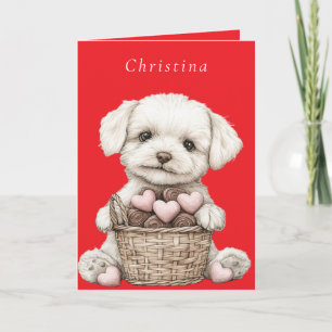 Valentinstag Puppy Pink Schokolade Warenkorb Karte