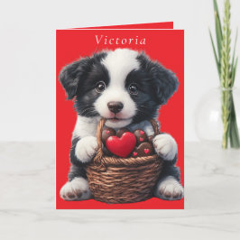 Valentinstag Puppy Red Chocolate Hearts Karte
